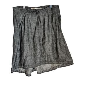 Max Studio Women's Size 12 Linen Skirt Black Distressed White Stitches